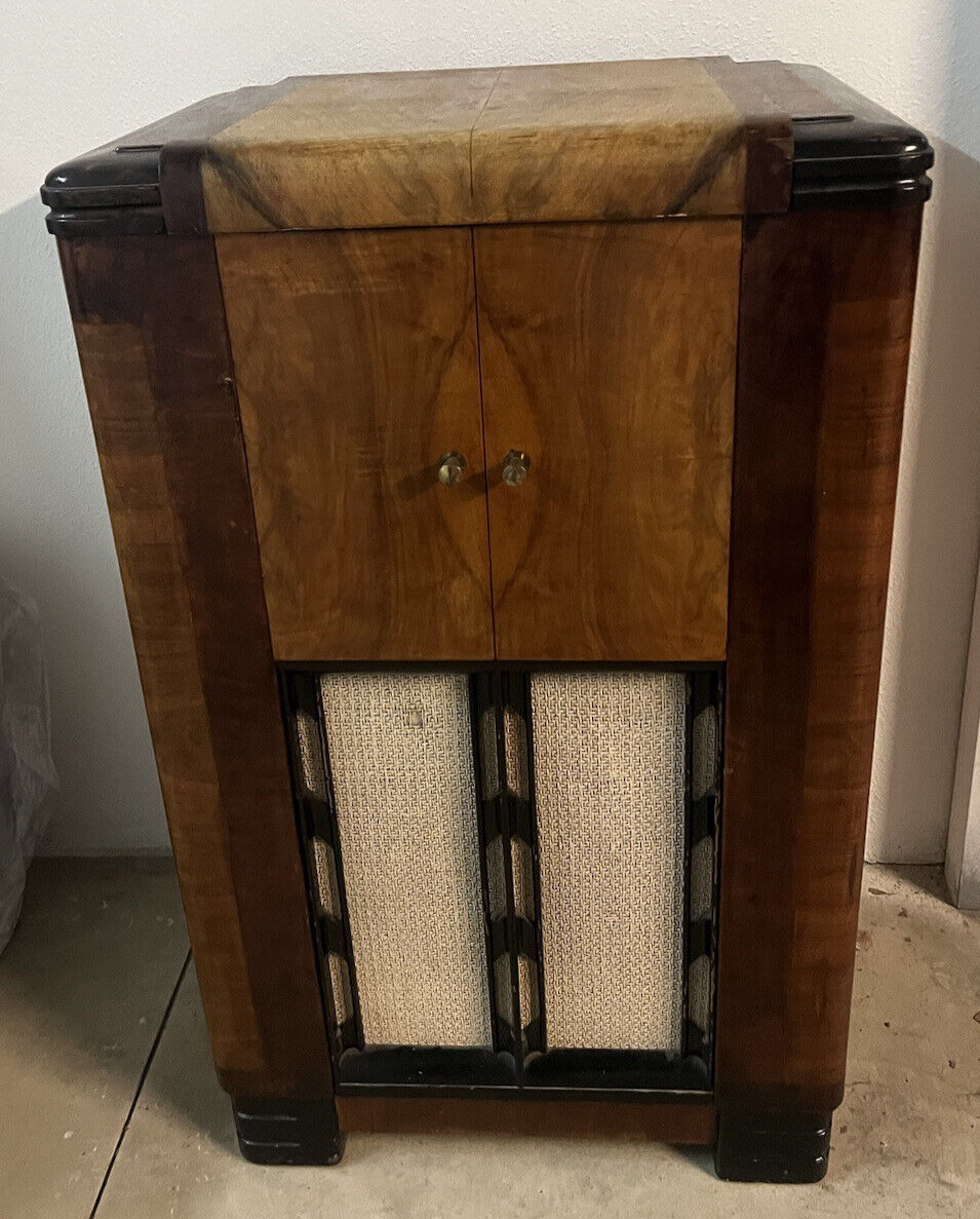 🔴 LA VOCE DEL PADRONE radio grammofono mobile legno noce FUNZIONA VINTAGE