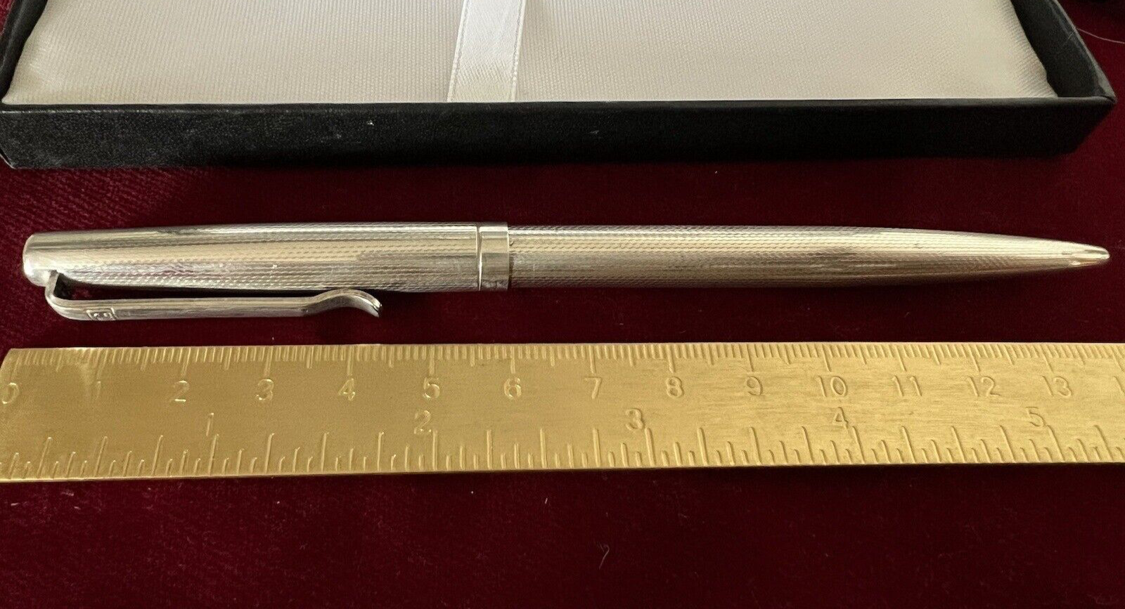 Stylo-Plume Sphère Argent Massif 925 Vagues Bas-Relief Guillocchè Vintage 10 