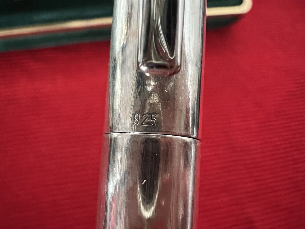 Stylo-Plume Stylo à Plume Argent 925 Cartouche Or 14K Vintage 1970 N4