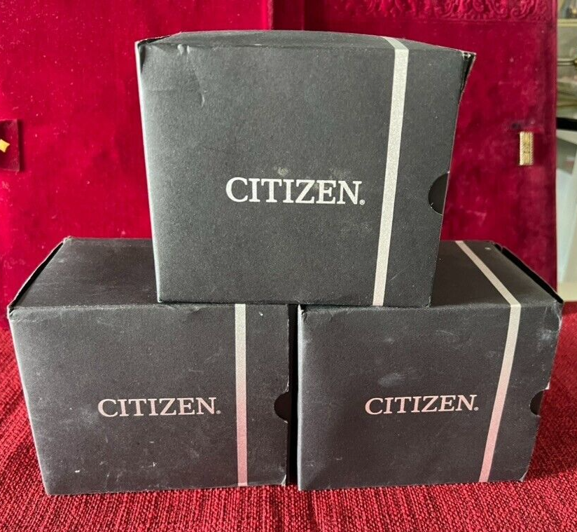 CITIZEN Boîtes Montres Noir Original Lot 3 Pièces Avec Controscatole B