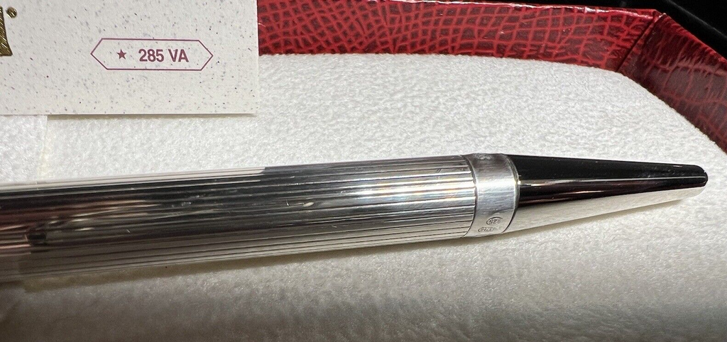 Settelaghi Stylo-Plume Sphère Argent 925 Massif Rayures Écrit Boîte Garantie 6