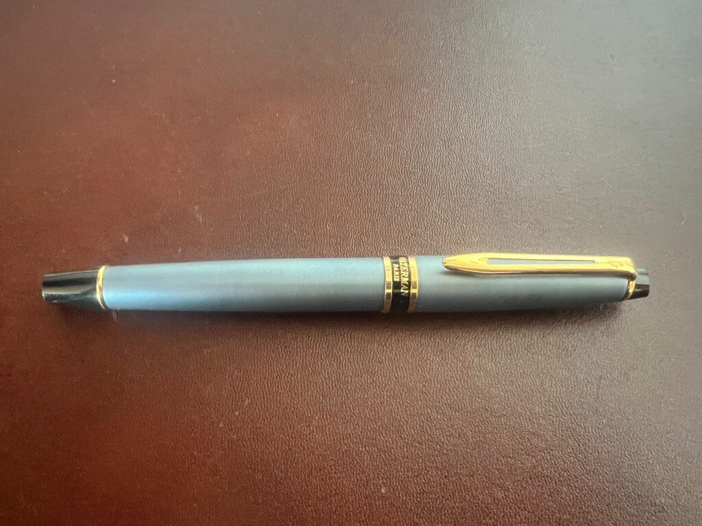 🔴 WATERMAN penna stilografica Emisphere lacca azzurra pennino M e cartucce CP