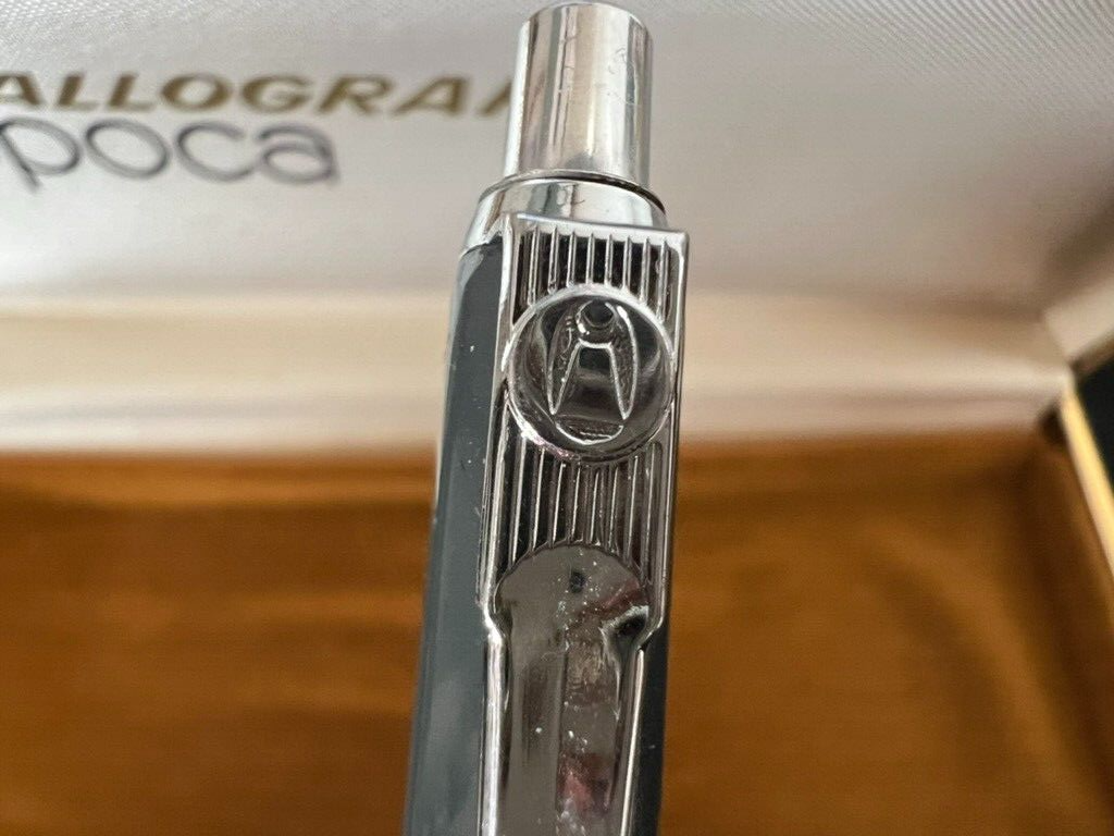 🔴 BALLOGRAF penna sfera EPOCA pulsante a scatto grigia cromata vintage 8