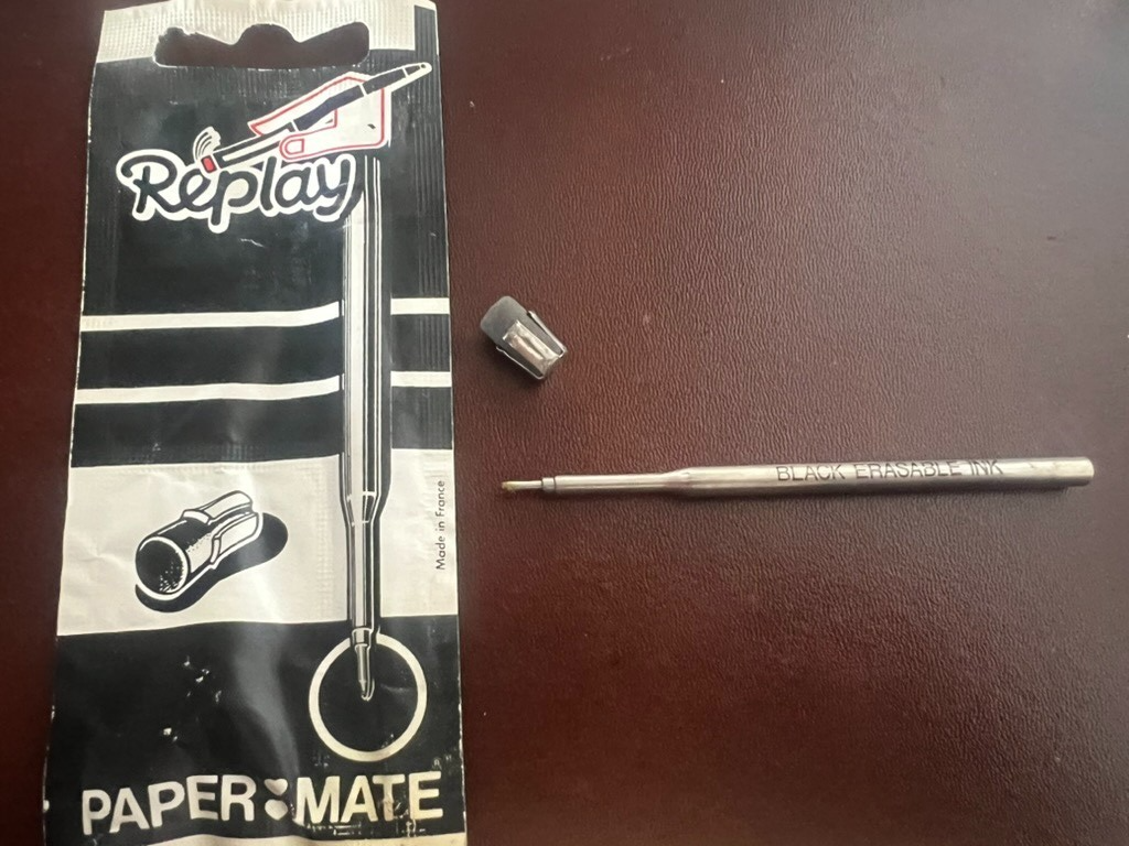 🔴 PAPERMATE refill penna Replay NERO con gommino ricambio ricarica