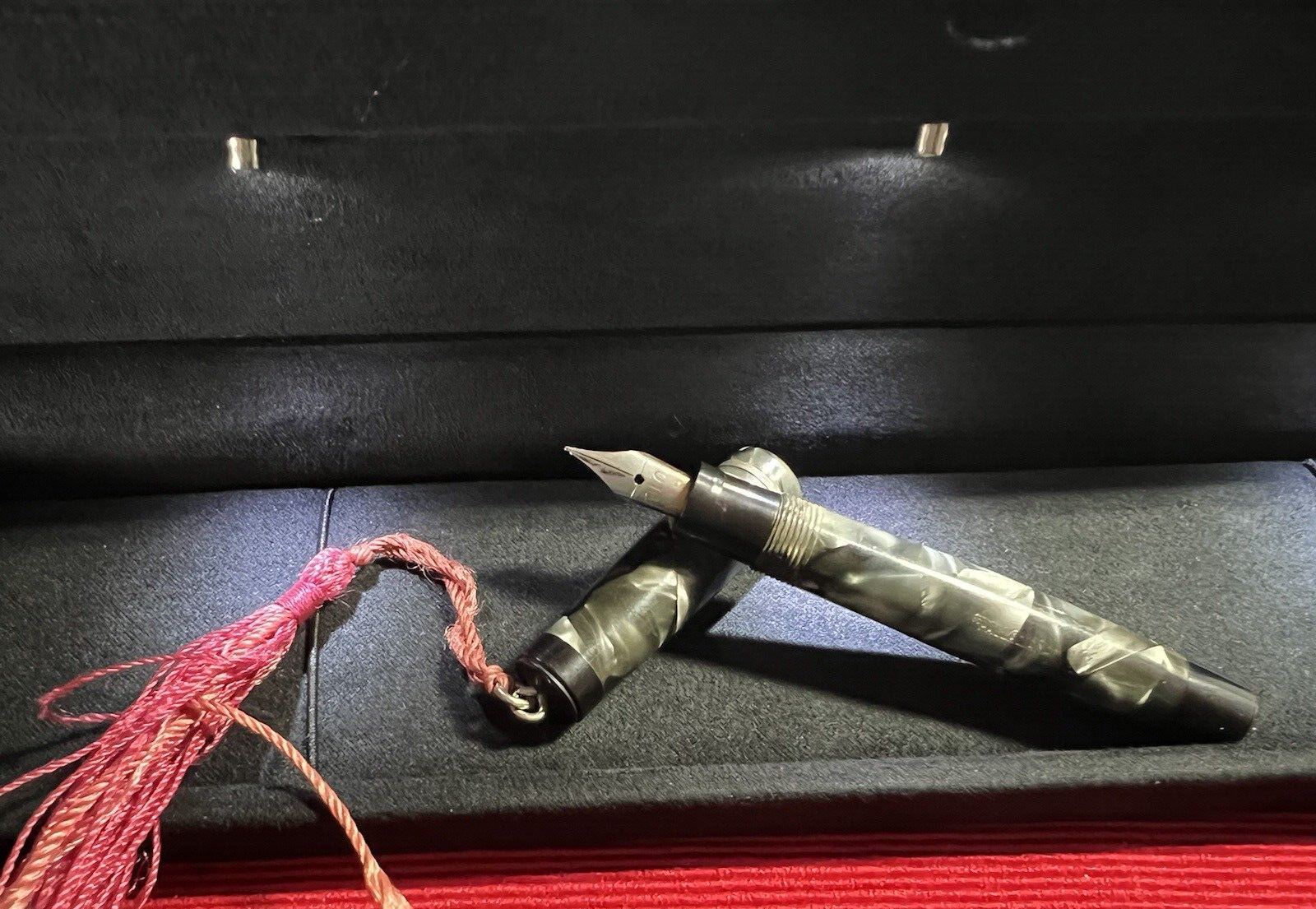 🔴 PALLADIANA fountain pen, grey marbled celluloid, vintage WRITES 
