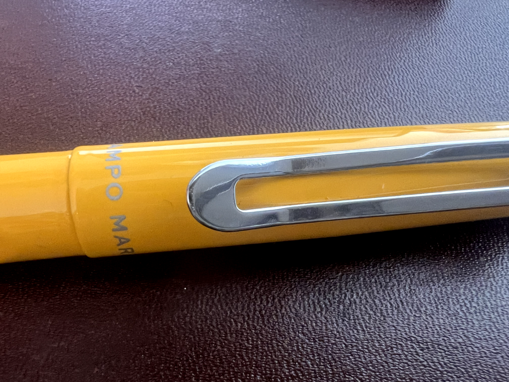🔴 CAMPO MARZIO penna stilografica lacca gialla profili cromati design scrive