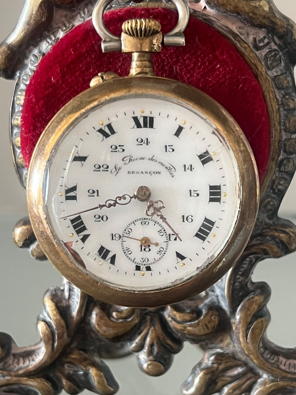 🔴 Orologio tasca uomo LA REINE DES MONTRES BESANCON manuale laminato ORO