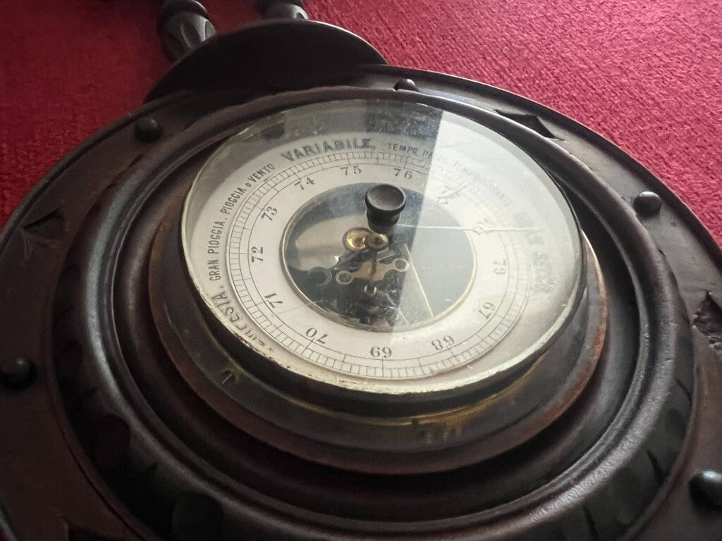 Barometer Mechanisch Kunsthandwerk Aus Holz Gedreht Und Gravur A Hand H 44