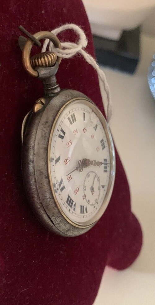 Montre Poche Français Remontage Manuel Cadran Céramique Fonctionne Antique 