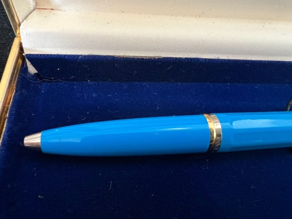 Ballograf Pen Sphere Classic Button Ballpoint Light Blue Chrome Vintage 9