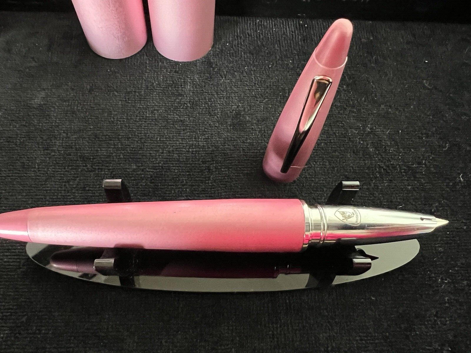🔴 LAMBORGHINI penna stilografica in lacca rosa a cartuccia scrive con scatola