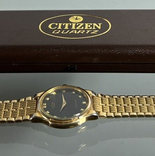🔴 CITIZEN orologio uomo dorato GN0 S6100S5779 quarzo con scatola vintage