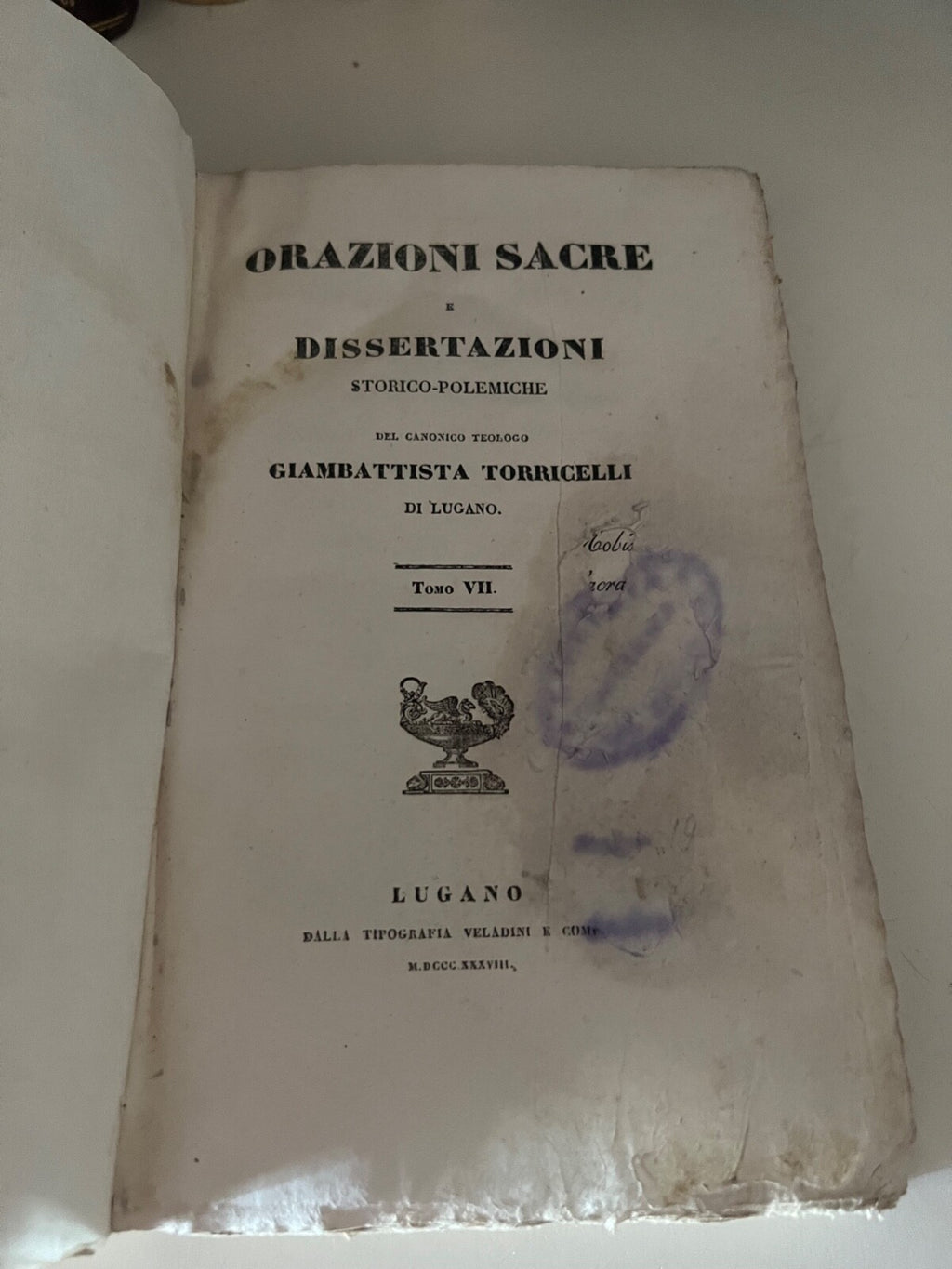Livre Oraisons Sacre Et Thèses Totrricelli Carte Parchemin Antique 1738 