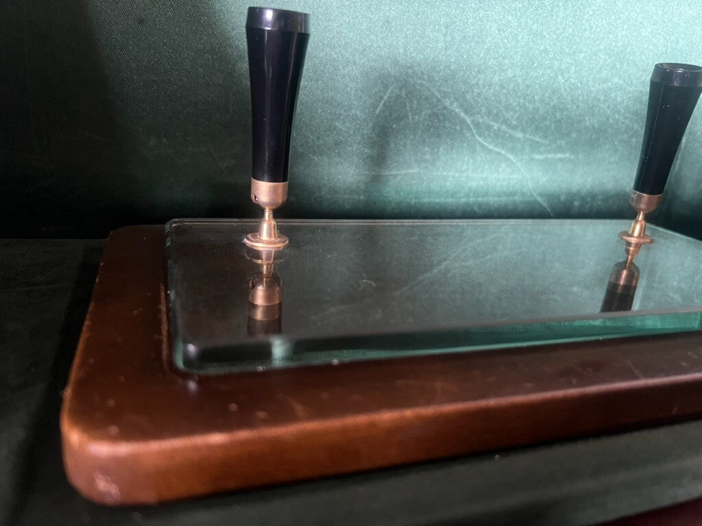 🔴 OMAS penna portapenne PELLE VETRO sfera stilografica stilofori 2 p vintage