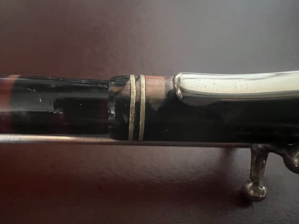 🔴 WILMAS penna stilografica celluloide marezzata pulsante fondo scrive vintage