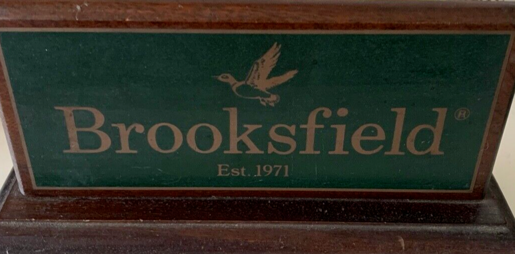 🔴 BROOKSFIELD Werbeschild aus Vintage-Holz, 29 cm, 2 Stück 
