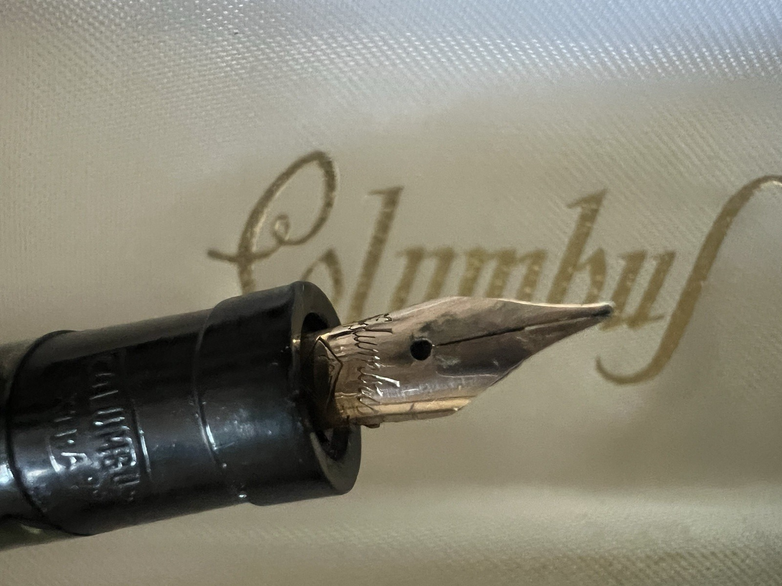 🔴 COLUMBUS Extra 96 penna stilografica stiloforo pennino ORO scrivania vintage