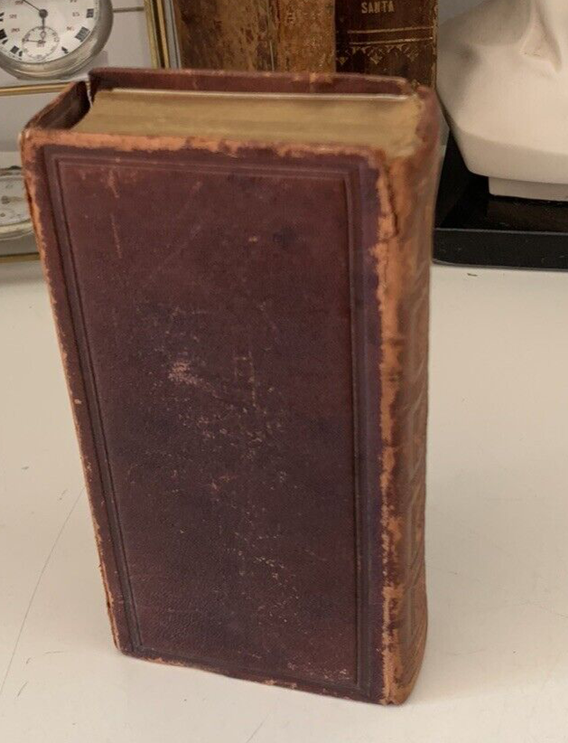 🔴 NEW TESTAMENT book German antique 1868 leather cover 