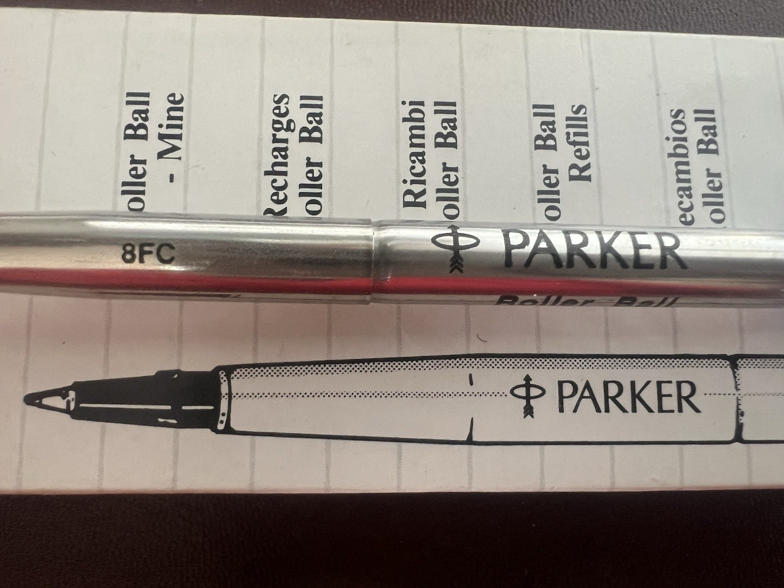 🔴 PARKER refill penna Roller Ball BLU M 8FC 3 pezzi ricarica ricambio