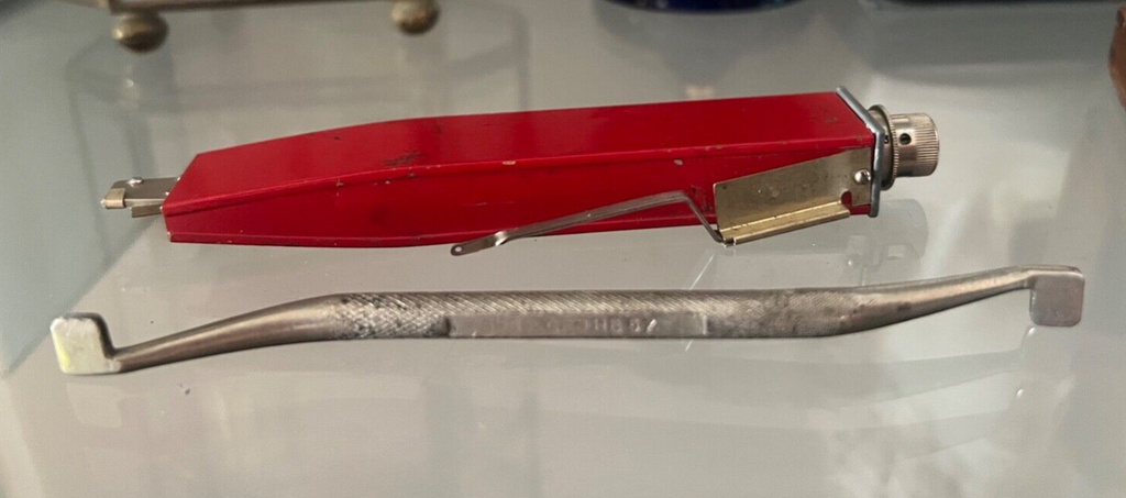 🔴 GRMS-Waage, rote Waage, mit Vintage-Holzbox 