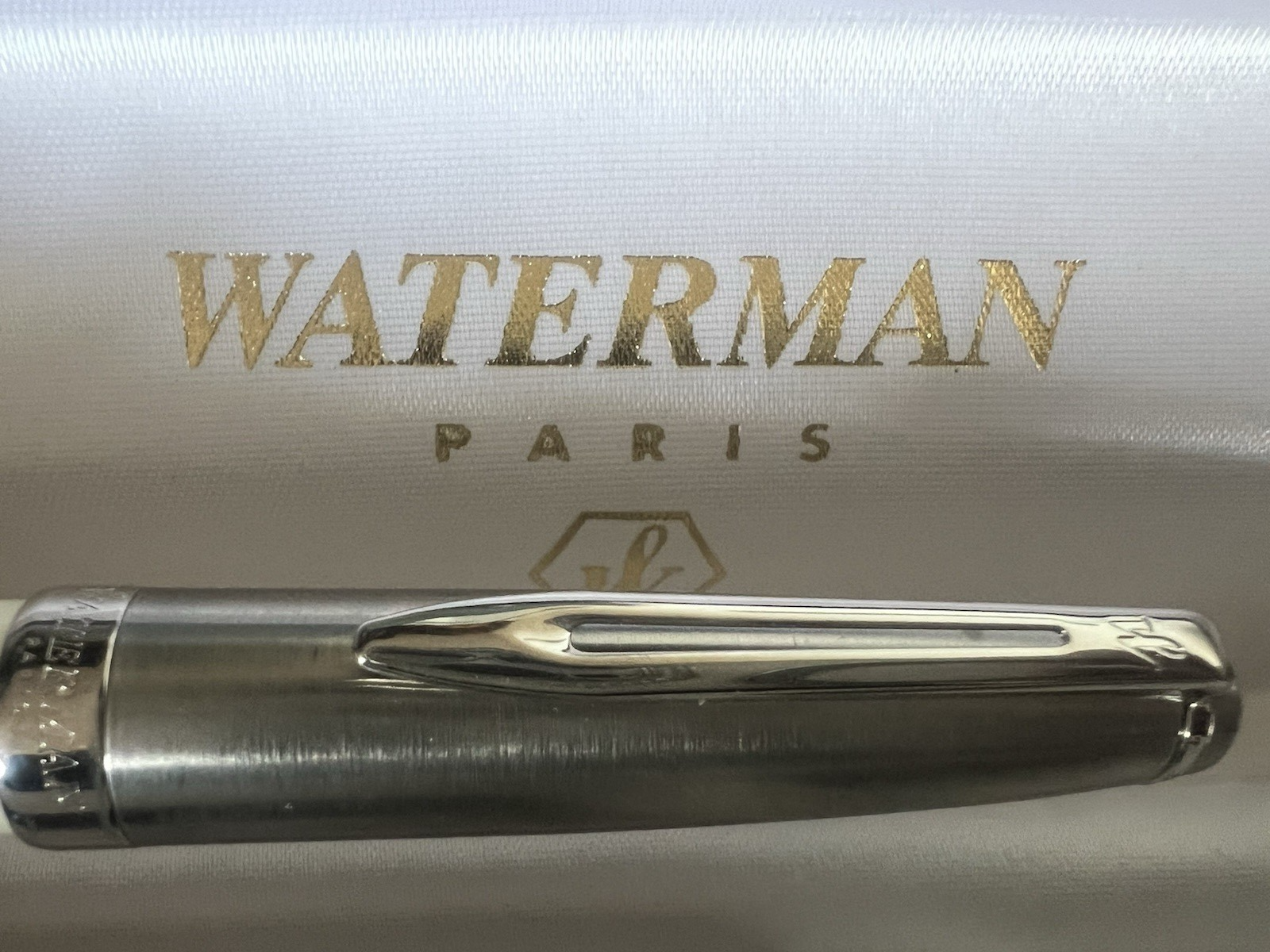 🔴 WATERMAN penna sfera Embleme cromata satinata panna profili lucidi scrive