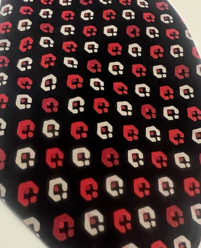 YSL Silk Tie YVES SAINT LAURENT Red Black White Pure Silk