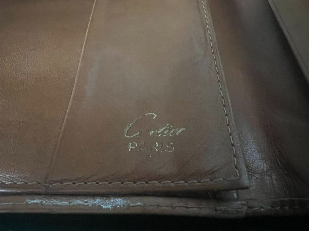 CARTIER Women's Wallet Document Holder Leather Flower ORIGINAL Vintage