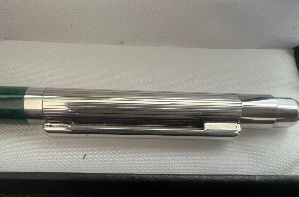 🔴 Penna sfera ARGENTO 925 lacca verde pulsante scatto scrive vintage 23