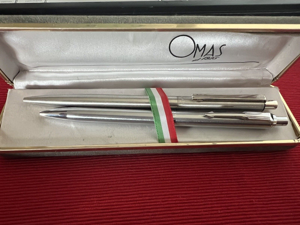 🔴 OMAS penne sfera cromate metallo pulsante a scatto scrivono italiane vintage