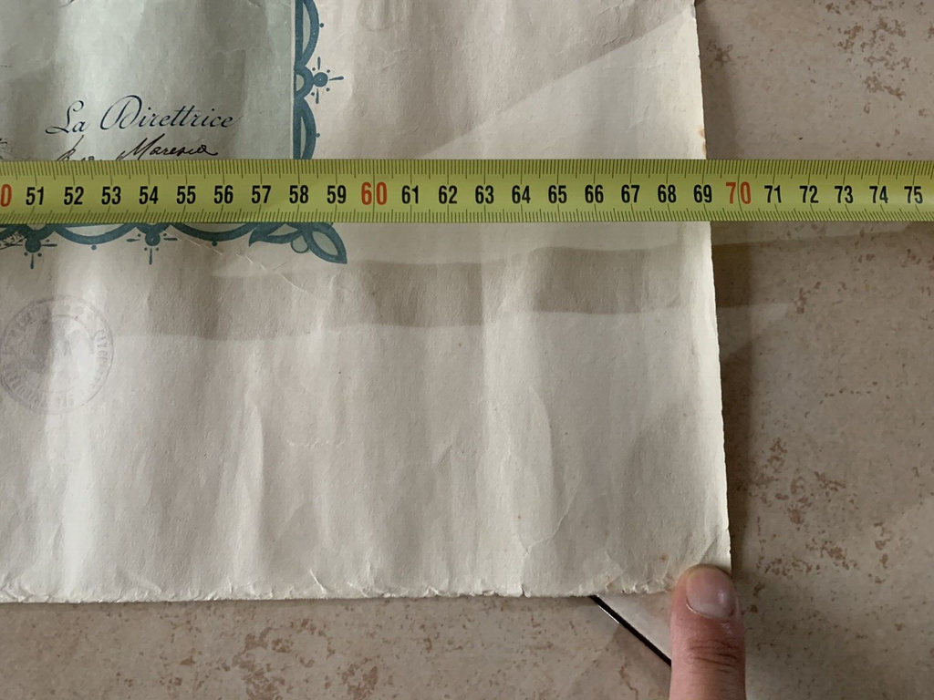 🔴 REGNO ITALIA Vittorio Emanuele III grande attestato DIPLOMA SARTA del 1928