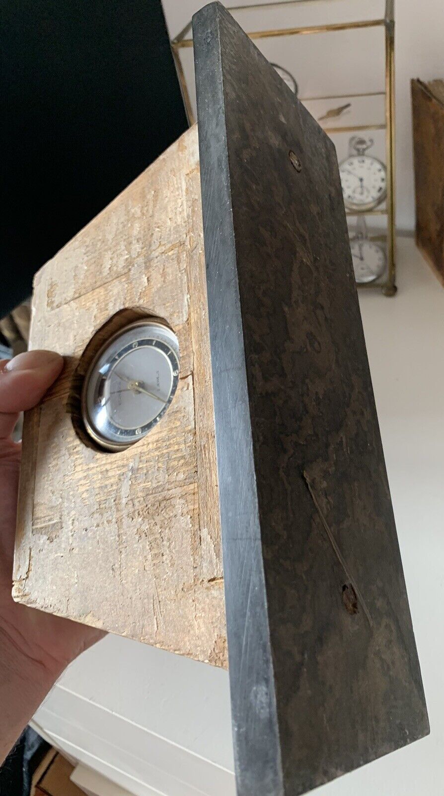 🔴 EUROPA seltener Vintage-Kamintischwecker aus Holz aus den 1930er und 1940er Jahren 