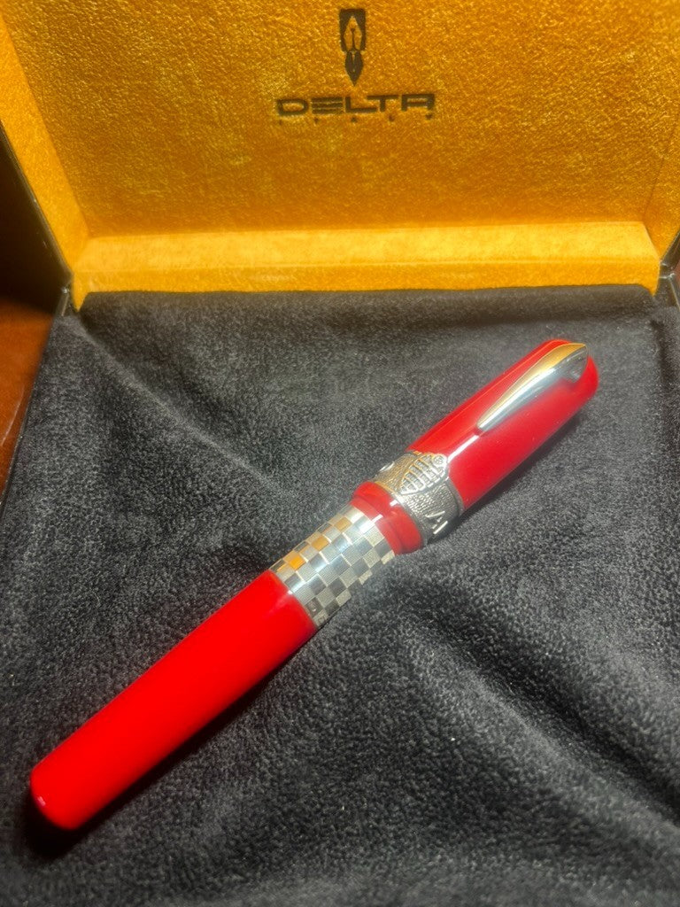 🔴 DELTA penna stilografica Alfa Romeo Giulietta rossa Argento 925 e ORO 18 KT M