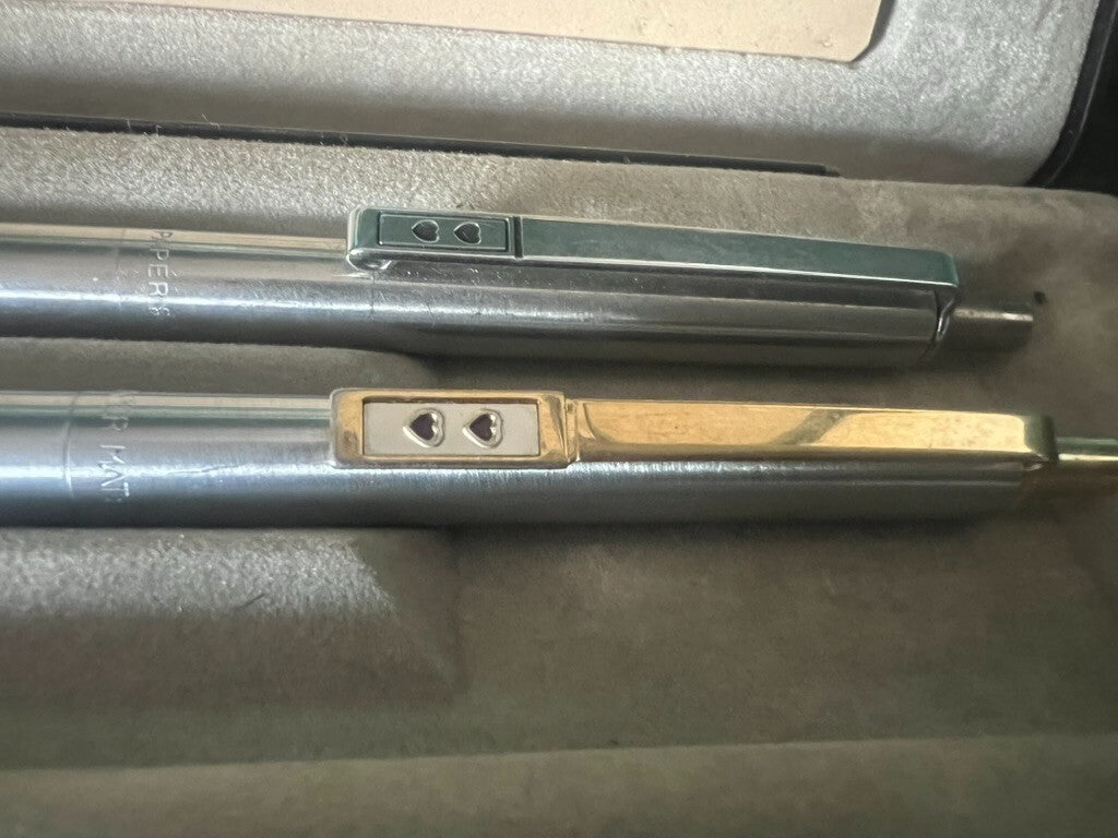 Papermate Penne Sphère Métal Dorées Set Complet Scrivono Vintage
