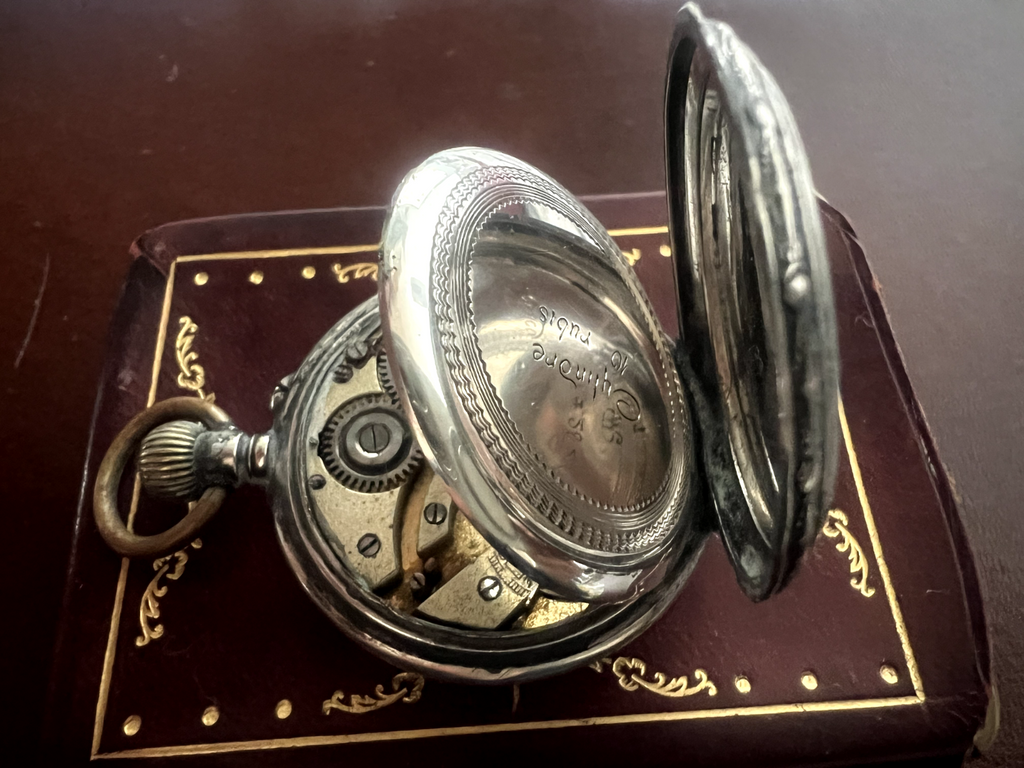 Montre Poche Argent 800 Femme Levier-Dos De Examen Pièces Cylindres 15