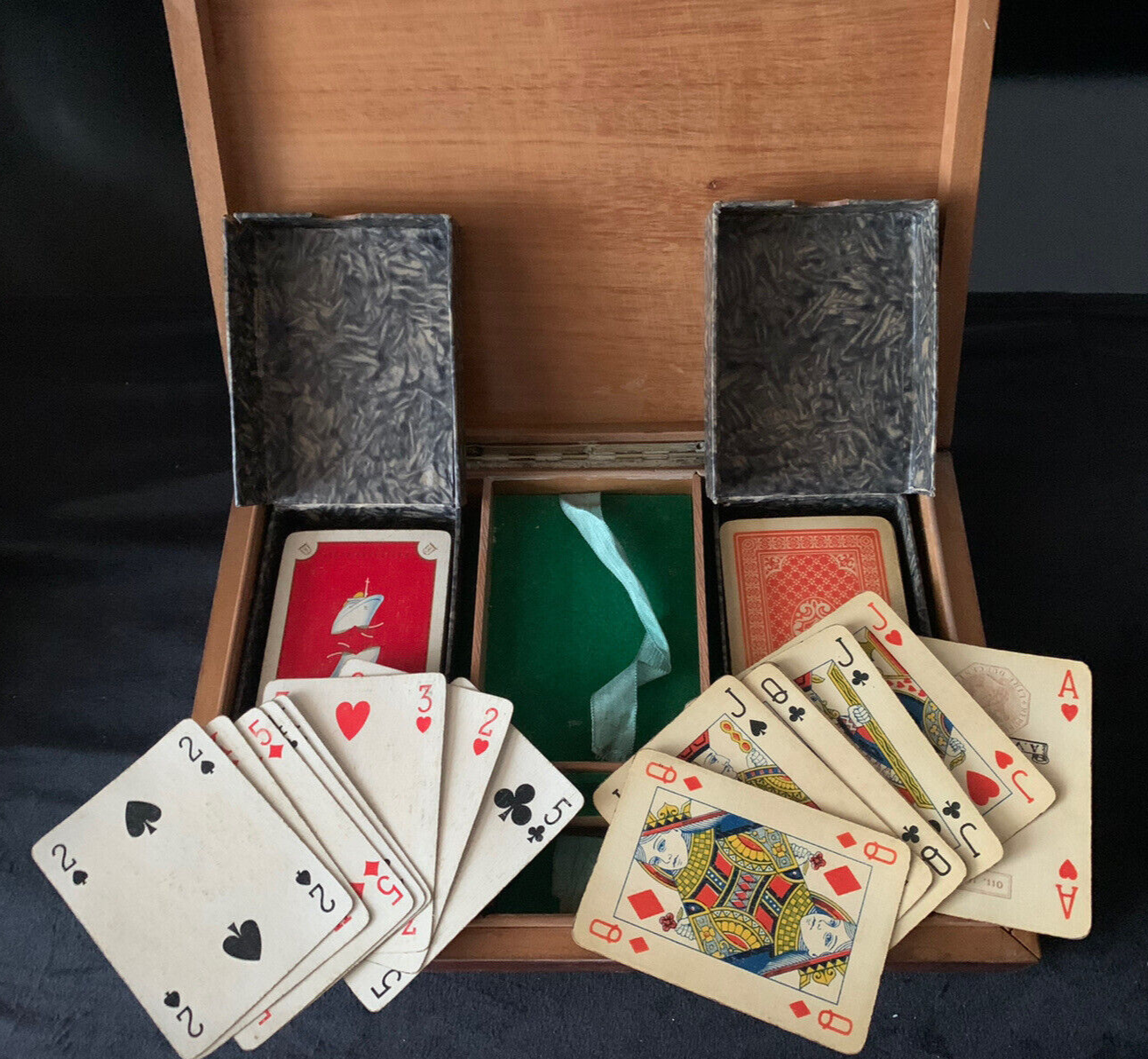 Cartes Jeu République 1951 Français Boite Acronymes Argent Vintage
