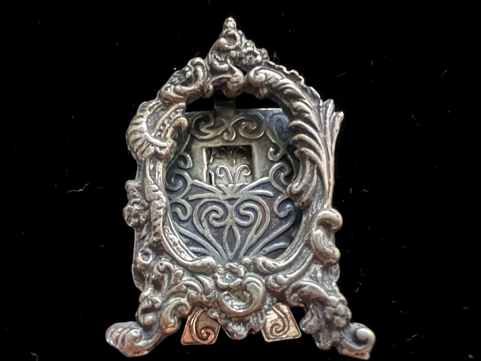 🔴 Cornice ARGENTO 800 miniatura con filamenti lavorata a mano vintage 4 x 4,2