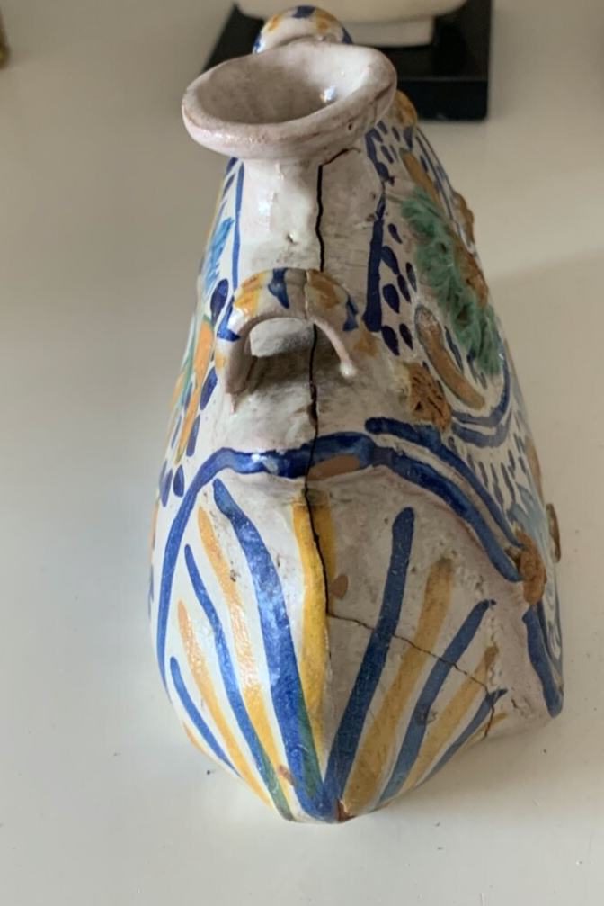 🔴 Vaso vasetto COTTO CERAMICA DIPINTA A MANO del 1900 da restaurare