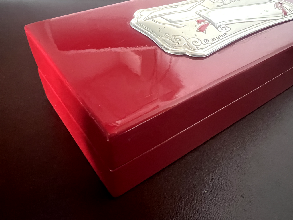Box Pen Fountain Pen Sphere Silver 925 Wood Red Pencil Case Laurea