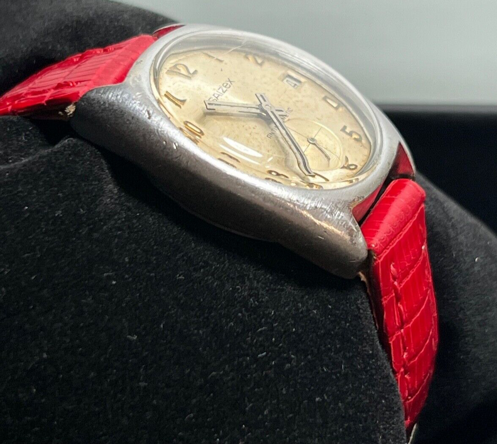 🔴 SAIZEX Herrenuhr, Handaufzug, champagnerfarbenes Zifferblatt, Vintage, selten 