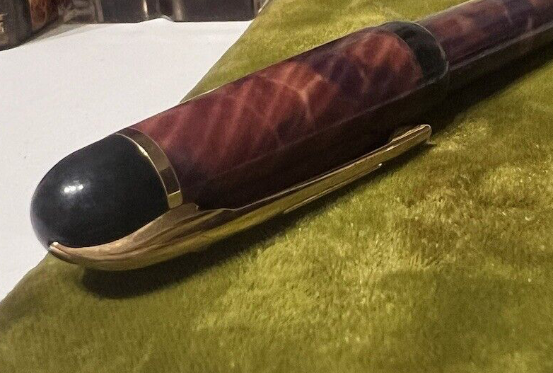 🔴 WATERMAN penna roller legno con venature naturali scrive vintage