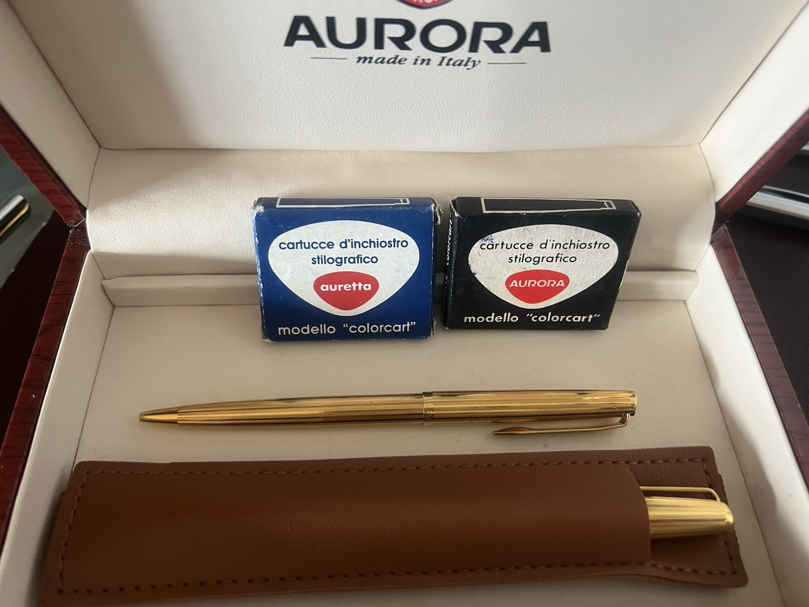 Aurora Stylo-Plume Stylo à Plume Et Sphère 98 Or F Scrivono Plaqué Vintage
