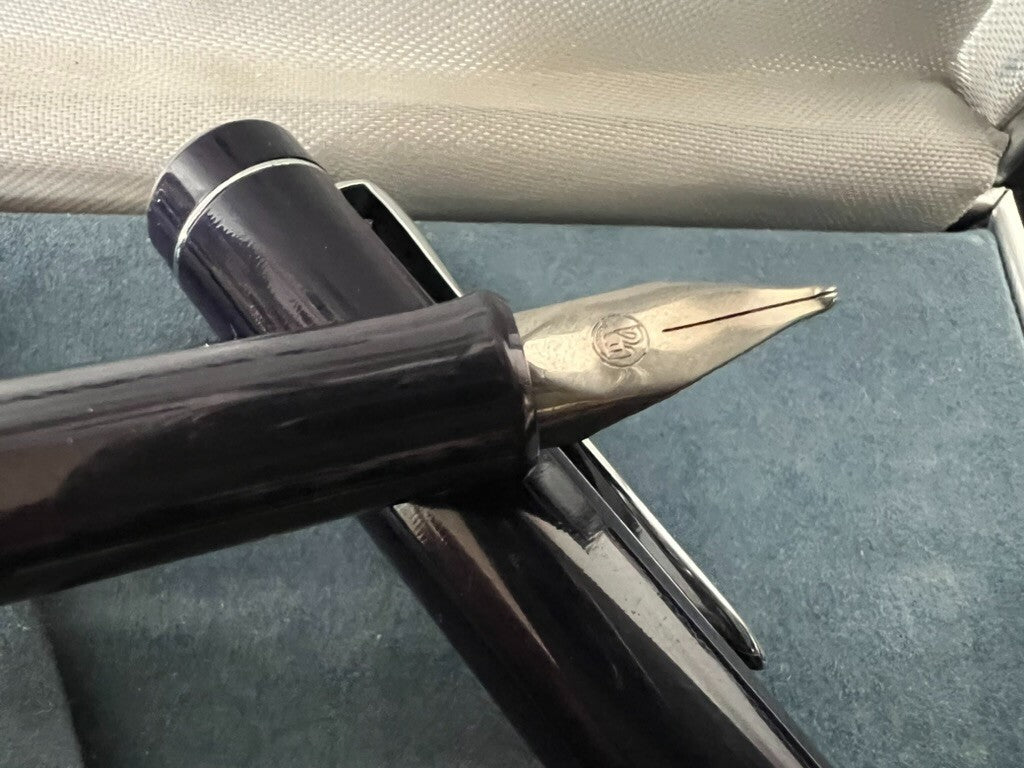 🔴 PELIKAN P40 penna stilografica cromata BLU a cartuccia scrive con scatola