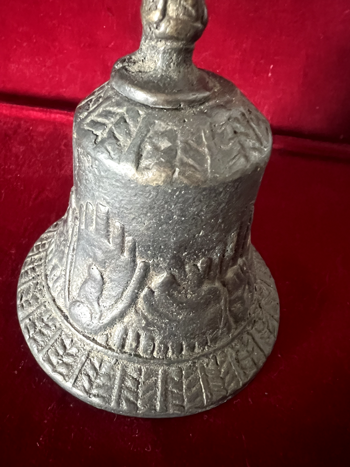 🔴 CAMPANELLO campanella campana metallo bronzo da altare h 15 cm vintage