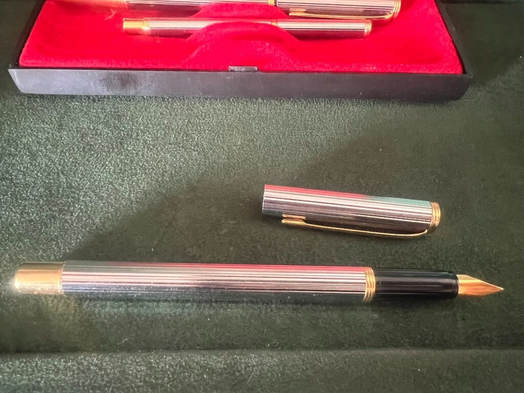 🔴 Penna stilografica e sfera mini e standard metallo cromate scrivono vintage
