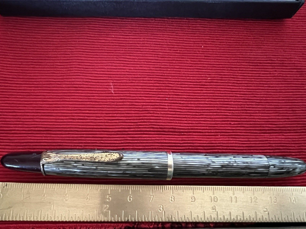 Excelsior Stylo-Plume Stylo à Plume Celluloïd Marbré Piston Vintage Text 