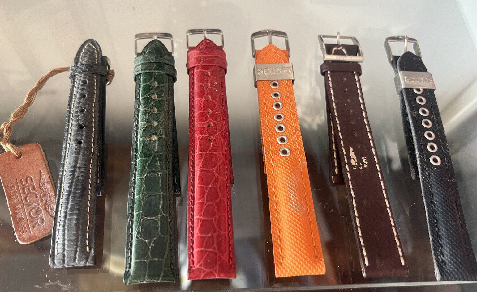 🔴 SECTOR cinturini orologi uomo pelle dimensioni come foto con fibbie 6 PEZZI