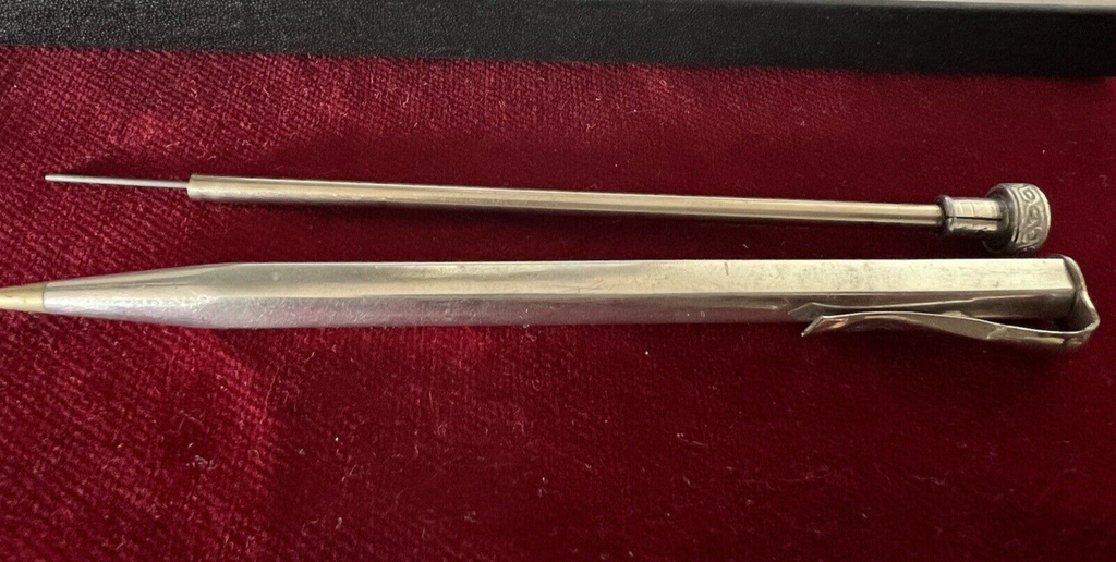 🔴 VIBERTI Druckbleistift aus verchromtem Metall mit Vintage-Mine 