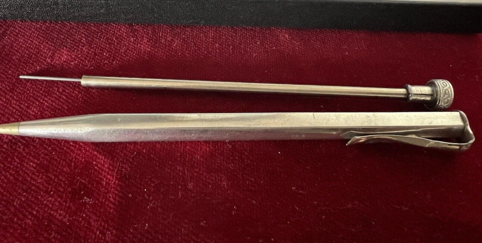 🔴 VIBERTI Druckbleistift aus verchromtem Metall mit Vintage-Mine 