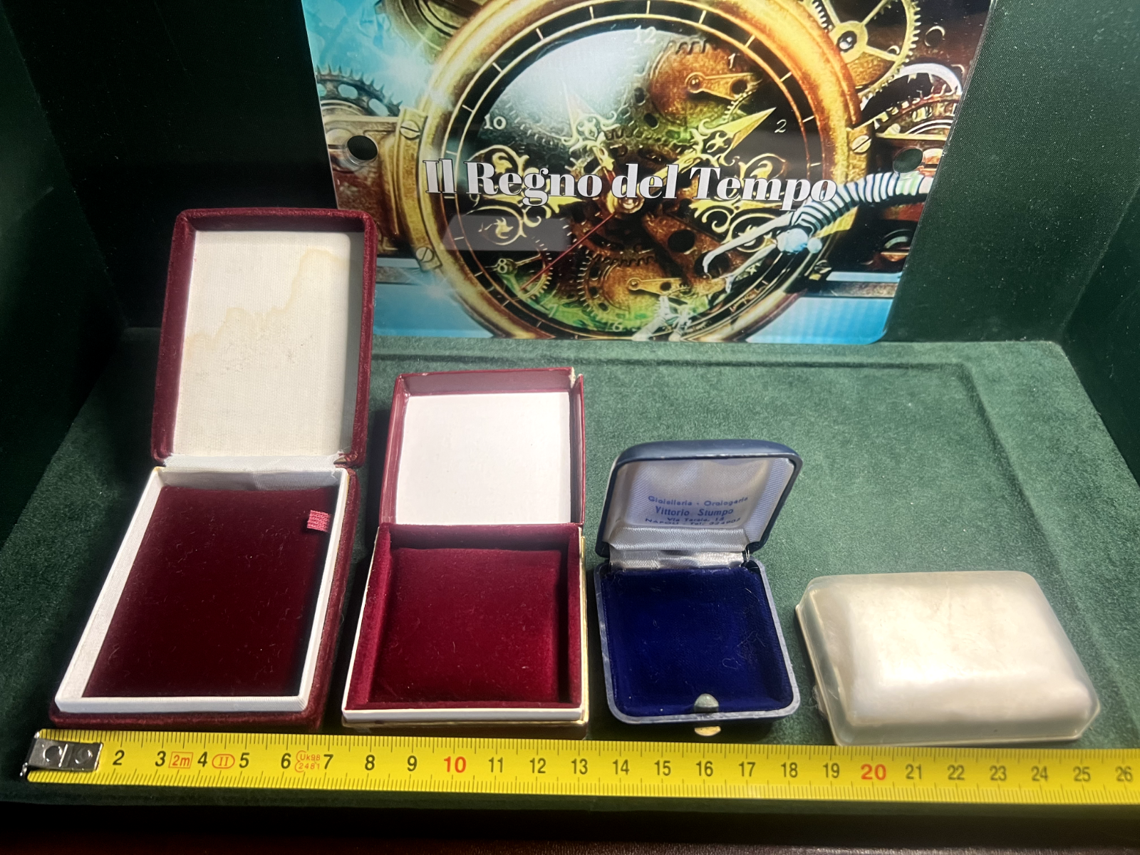 🔴 Vintage Schmuckkästchen für Anhänger, Ohrringe, Manschettenknöpfe, Etuis, 4er-Set, Nr. 12 