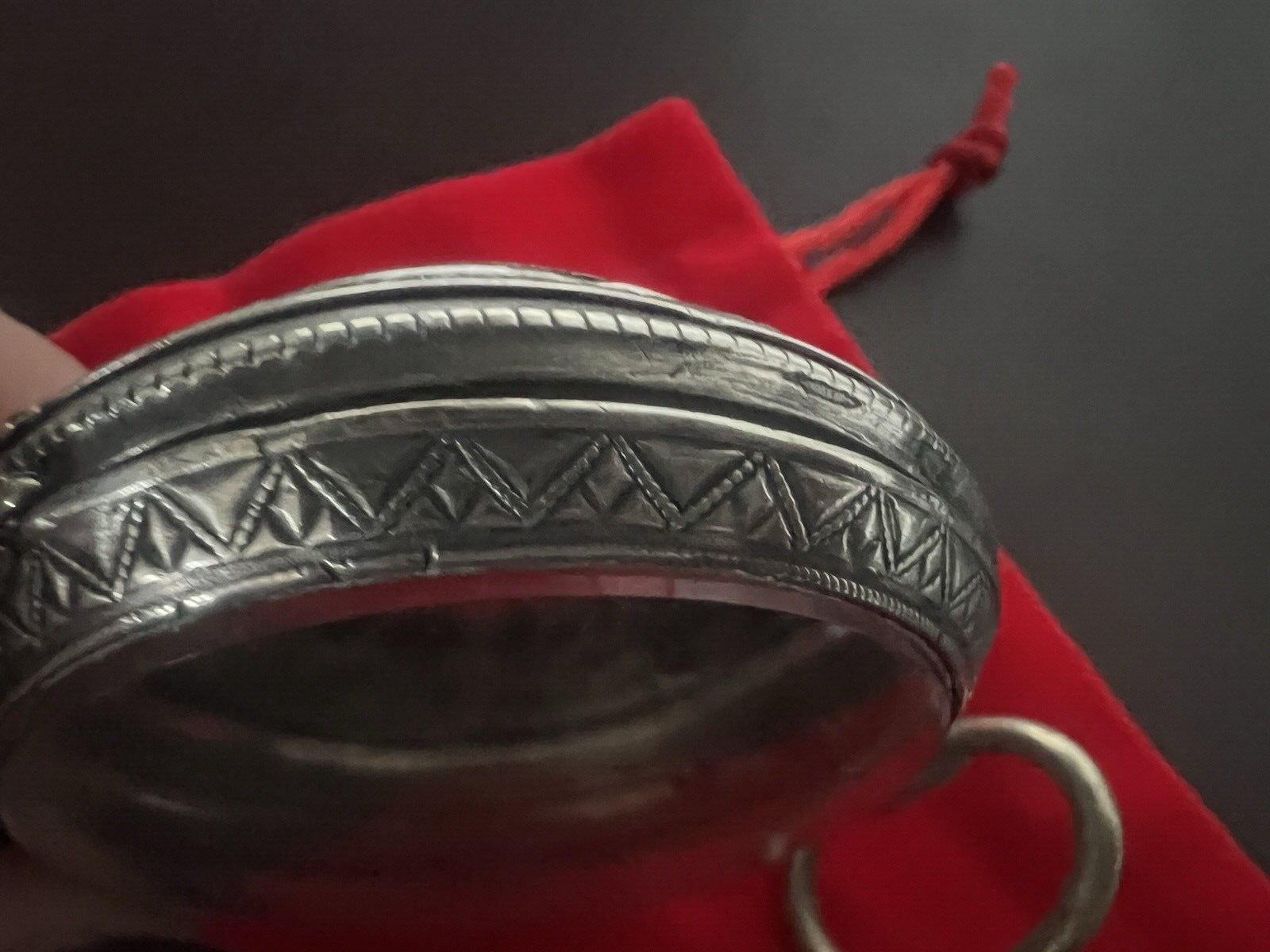 🔴 Cassa orologio tasca ARGENTO 800 MASSICCIO locomotiva LIGNE DROITE vintage